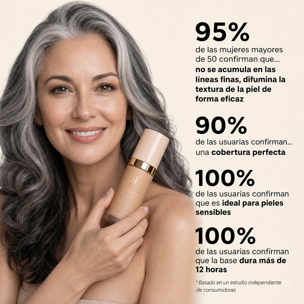 Base de Maquillaje Antiedad con SPF 50 – Se Adapta a tu Tono de Pie